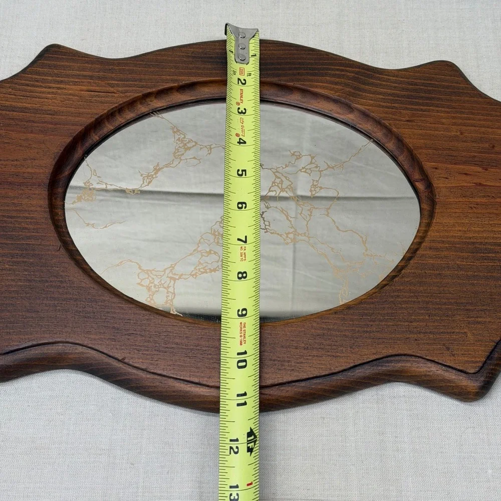 Vintage Wood Wall Mirror Gold Foxed Mirror Retro 70s Gold Accent Decor MCM
